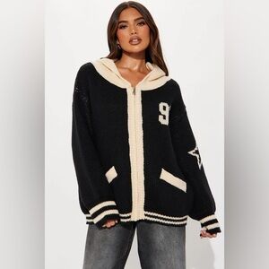 Fashion Nova 97 varsity front zip sweater